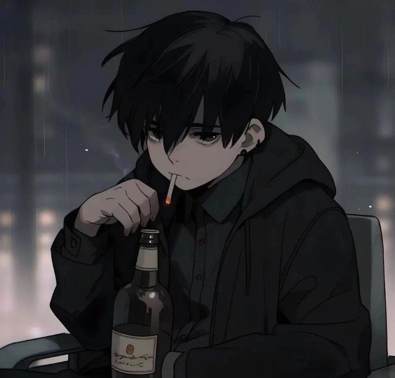 sad boy avatar anime đen trắng 16