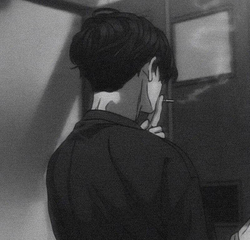 sad boy avatar anime đen trắng 21