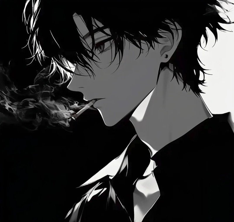 sad boy avatar anime đen trắng 33