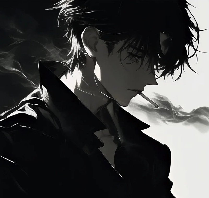 sad boy avatar anime đen trắng 34