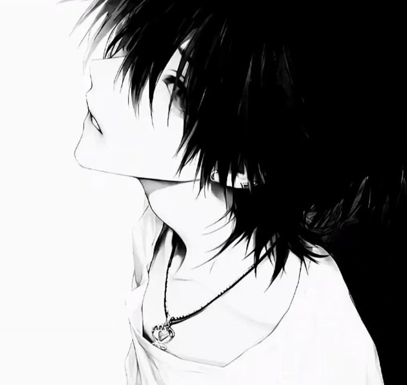 sad boy avatar anime đen trắng 36