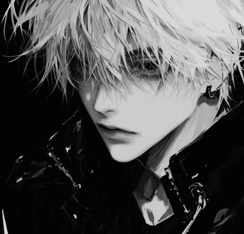 sad boy avatar anime đen trắng 38