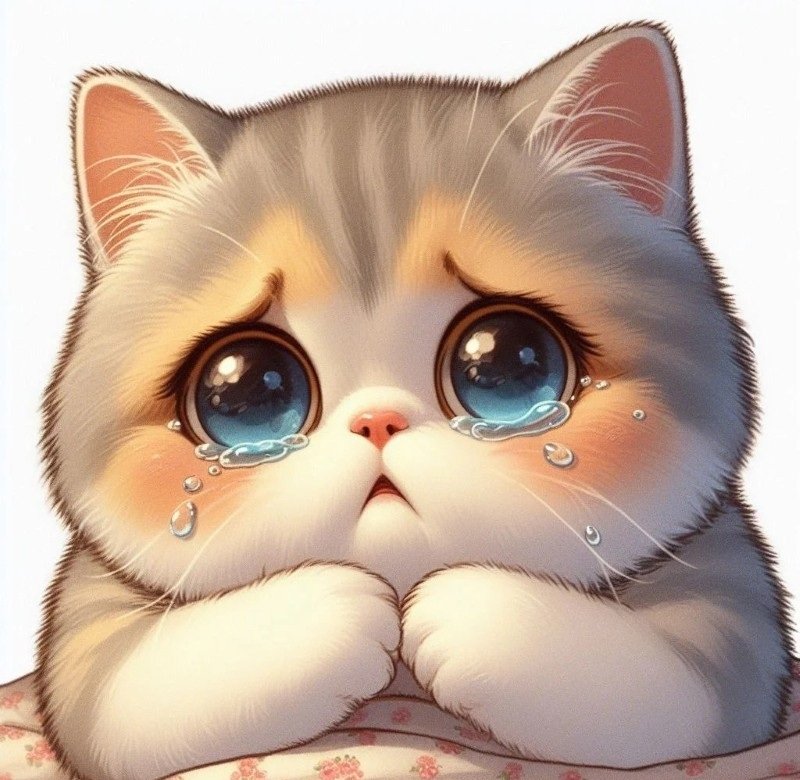 avatar mèo vô tri khóc