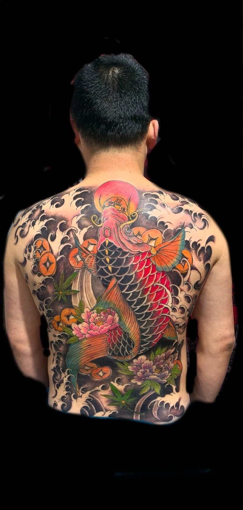 hình xăm cá chép full lưng 29