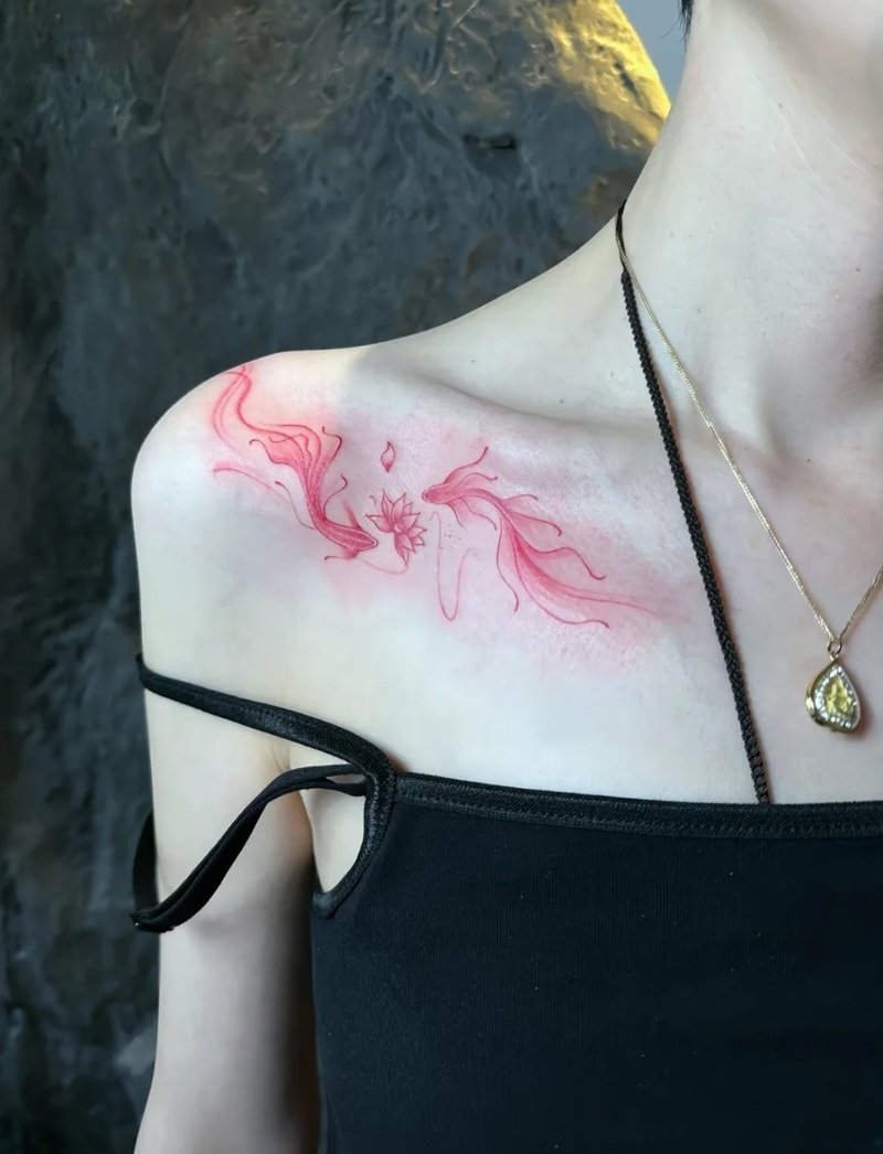 hình xăm cá chép hoa sen 12