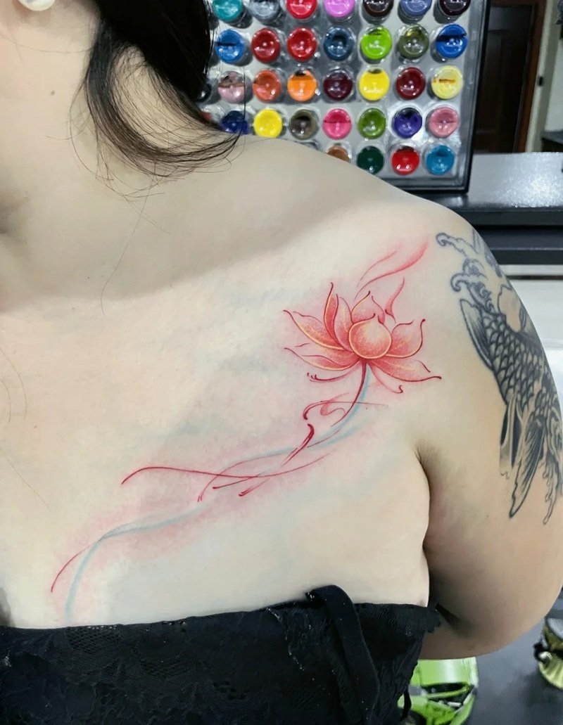 hình xăm cá chép hoa sen 19