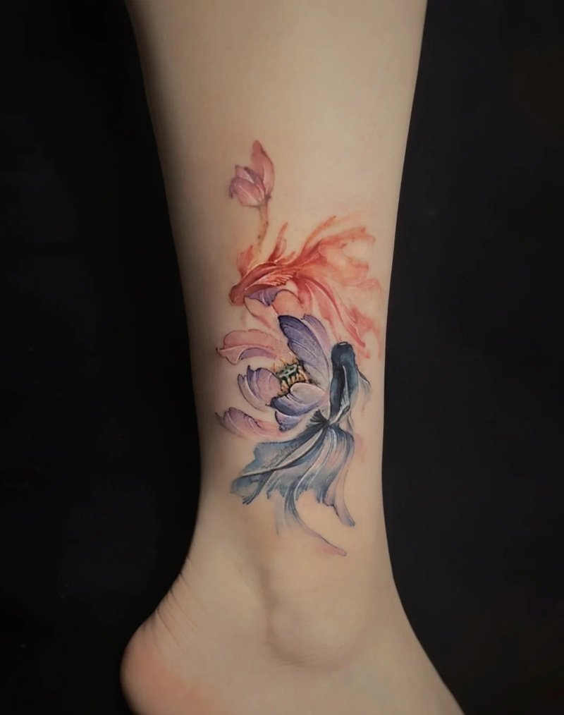 hình xăm cá chép hoa sen 31