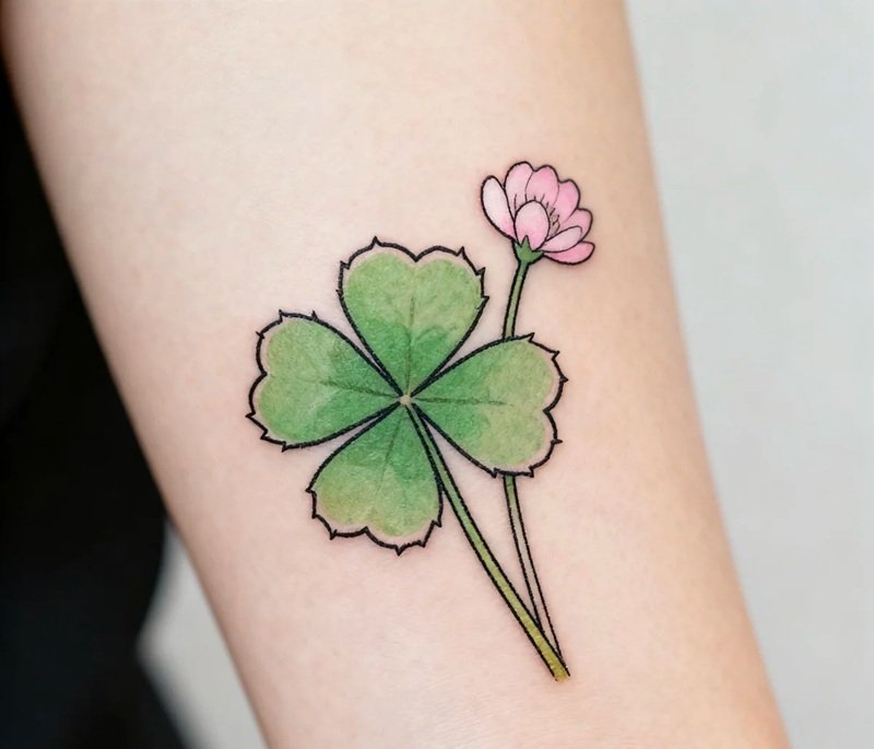 hình xăm cỏ 4 lá 25