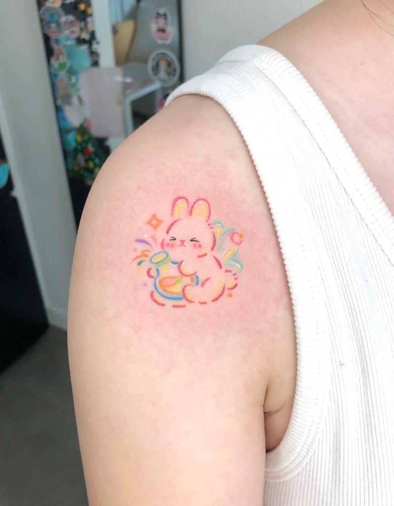 hình xăm con thỏ của pinky