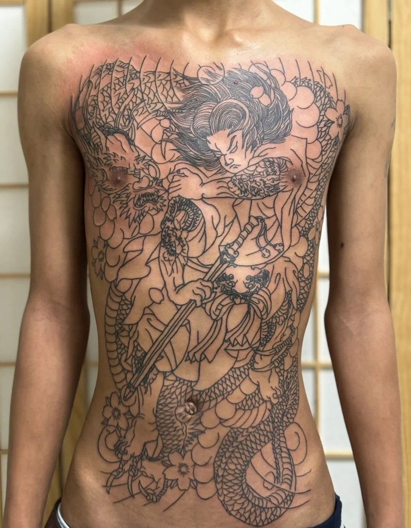 hình xăm full bụng nam 21