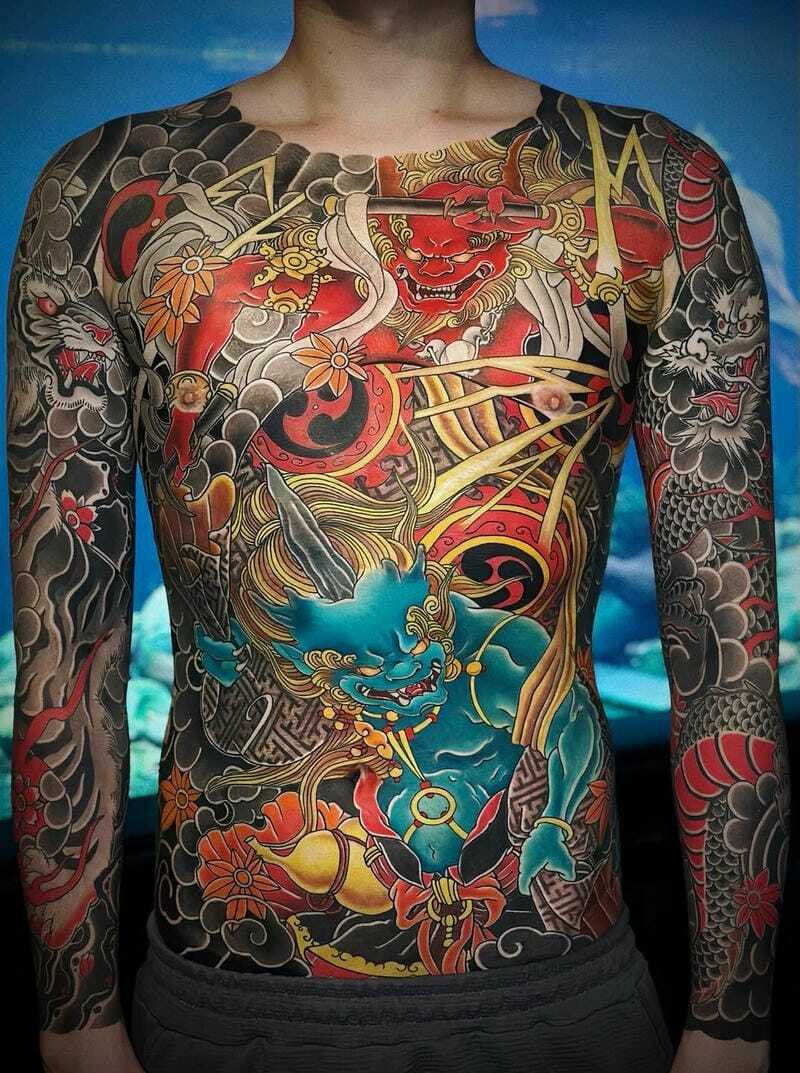 Hình xăm full bụng nam kín bụng phong cách dark art đẹp