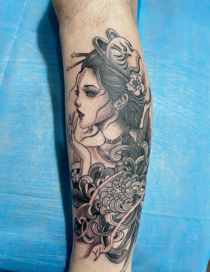 hình xăm geisha 24