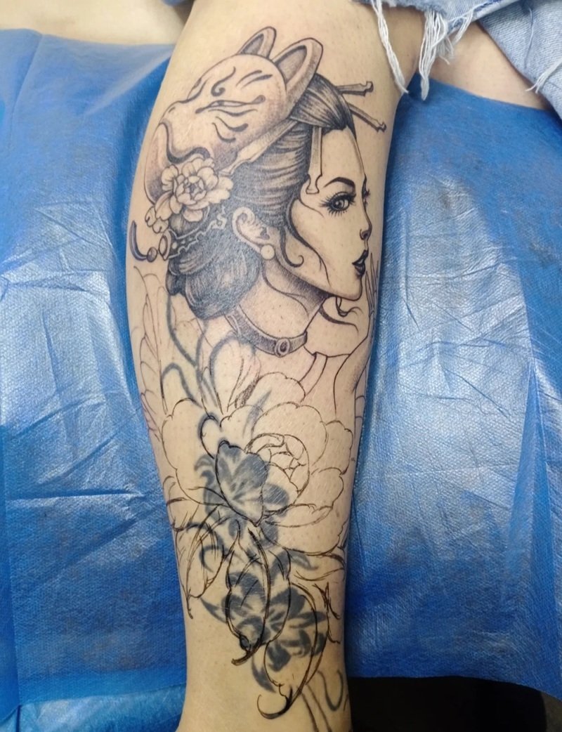 hình xăm geisha 5