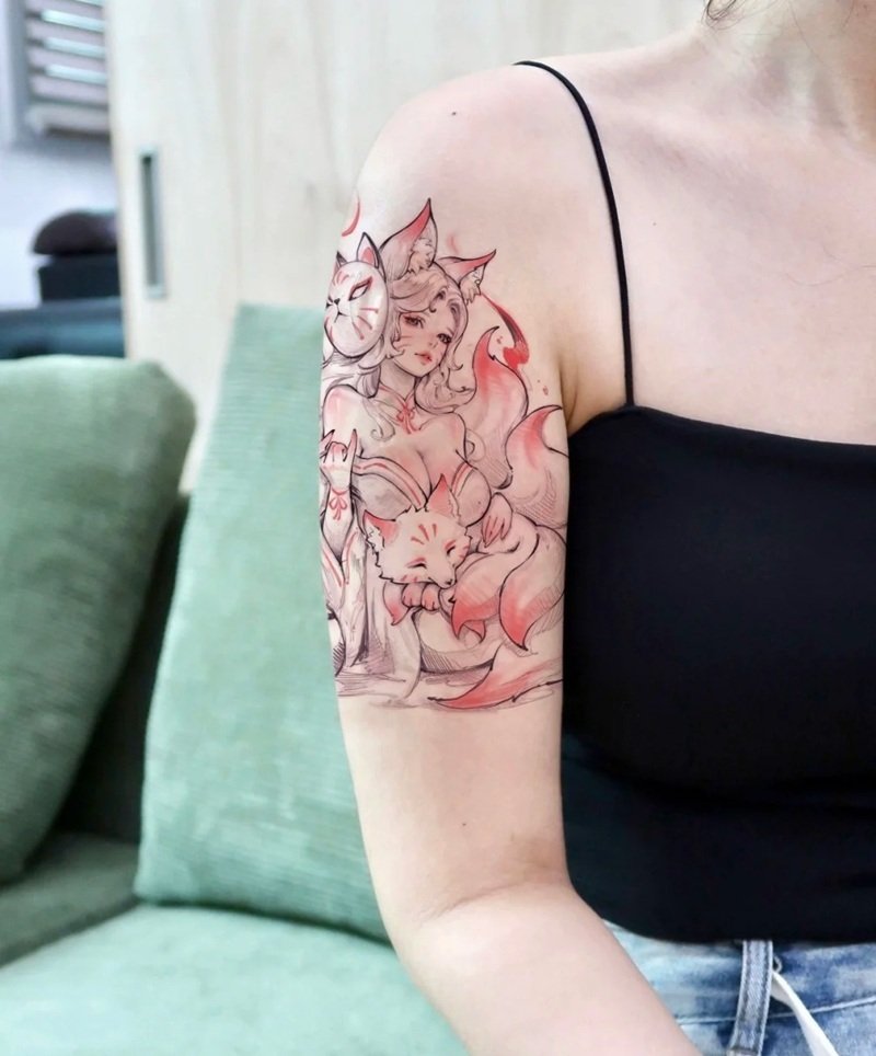 hình xăm hồ ly 9 đuôi 2