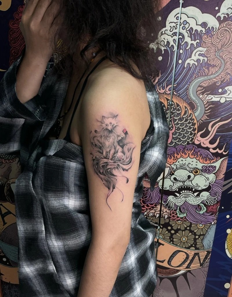 hình xăm hồ ly 9 đuôi 24