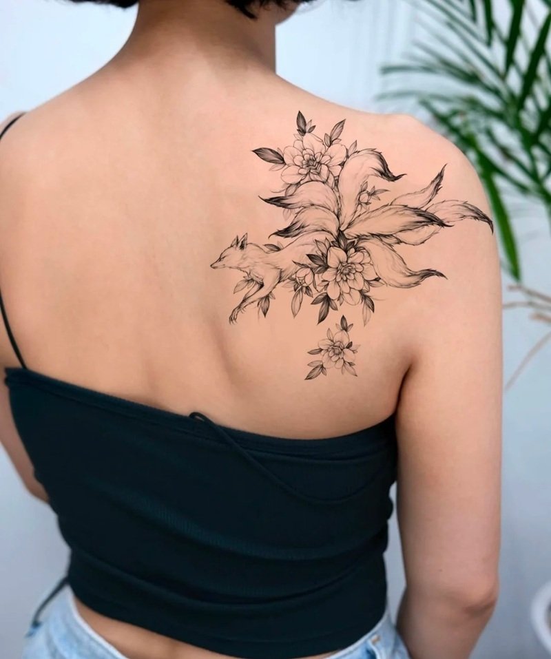 hình xăm hồ ly 9 đuôi 3