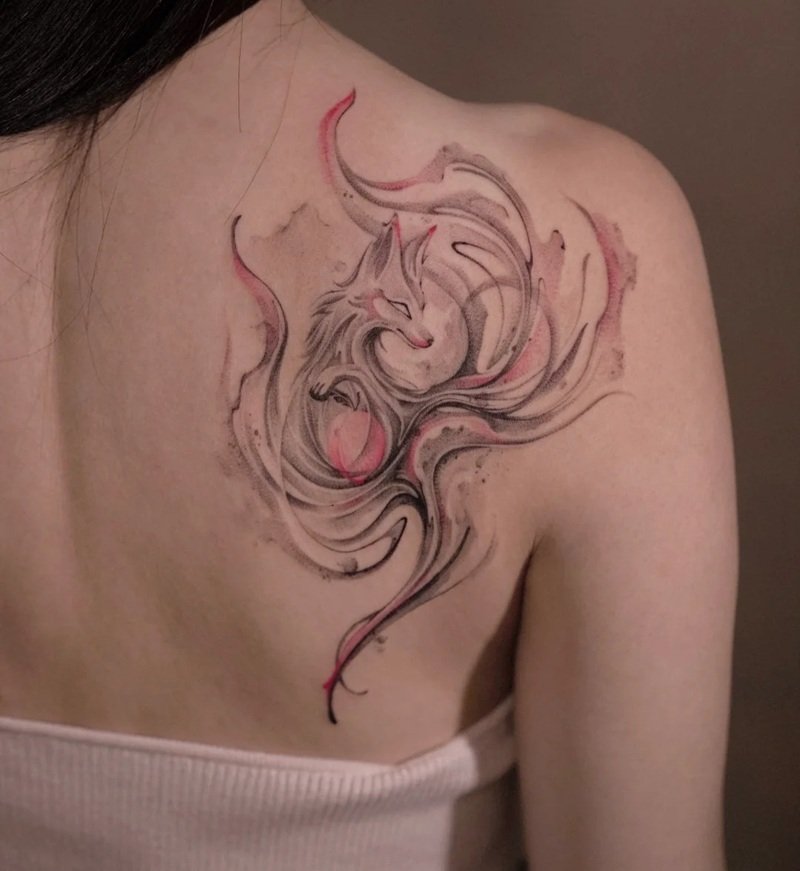 hình xăm hồ ly 9 đuôi 9