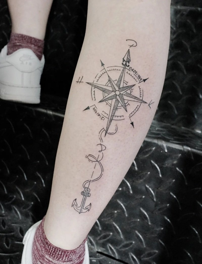 hình xăm la bàn 14