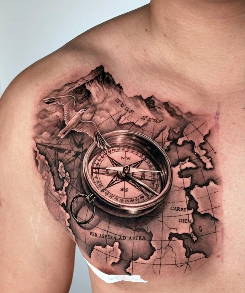 hình xăm la bàn 16