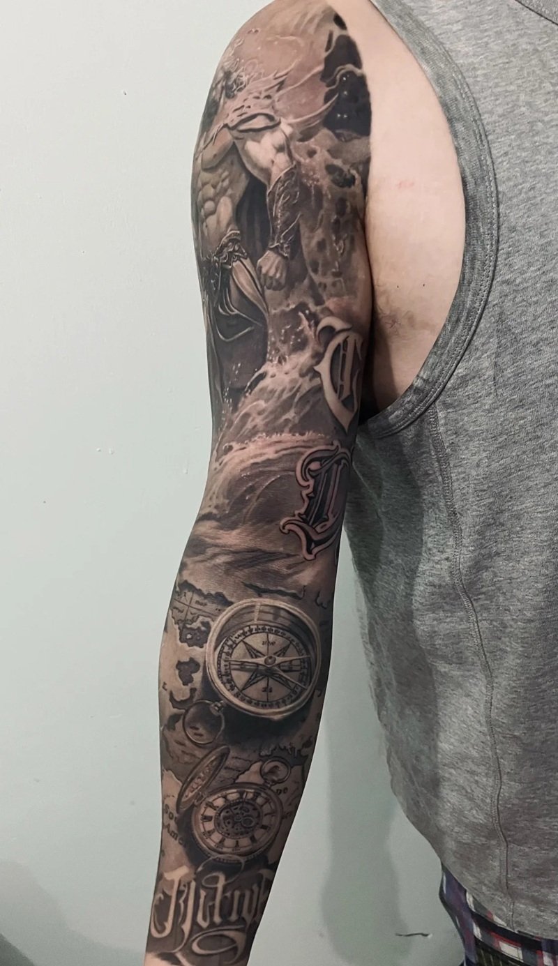 hình xăm la bàn 34