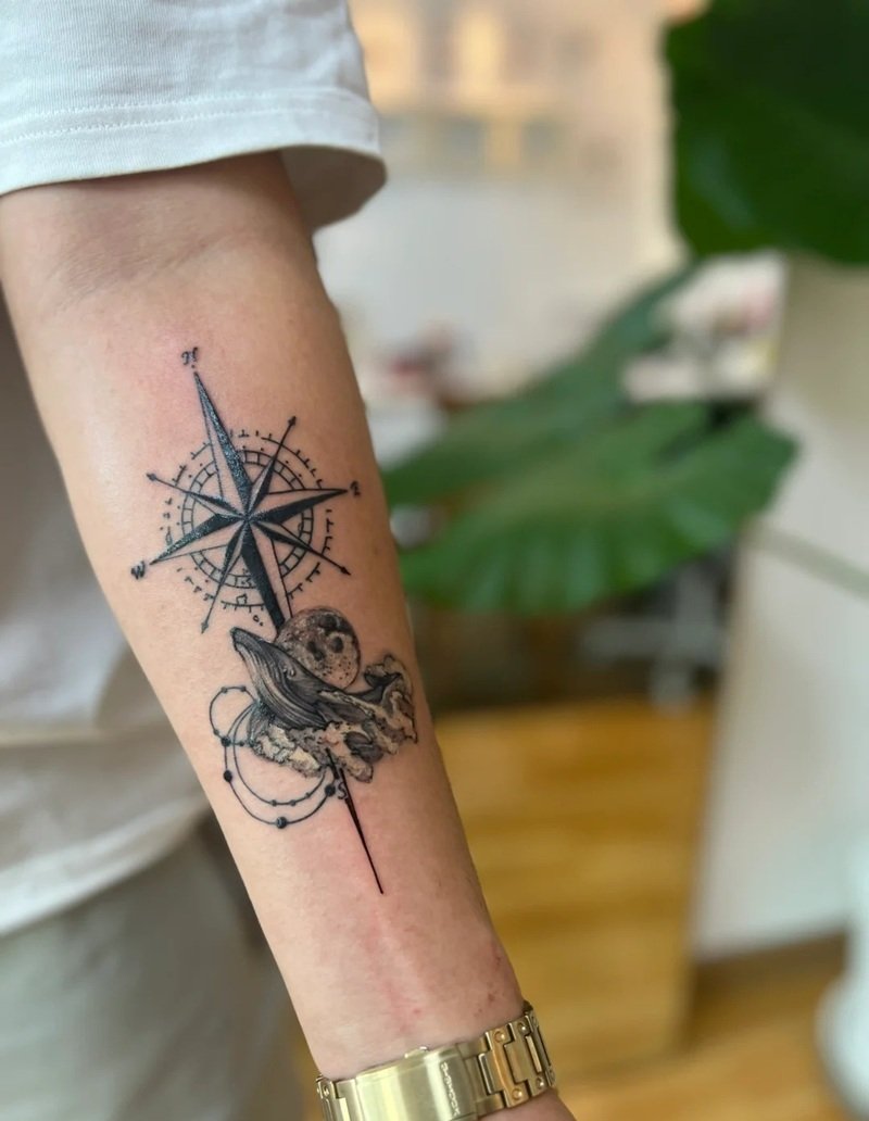 hình xăm la bàn 41