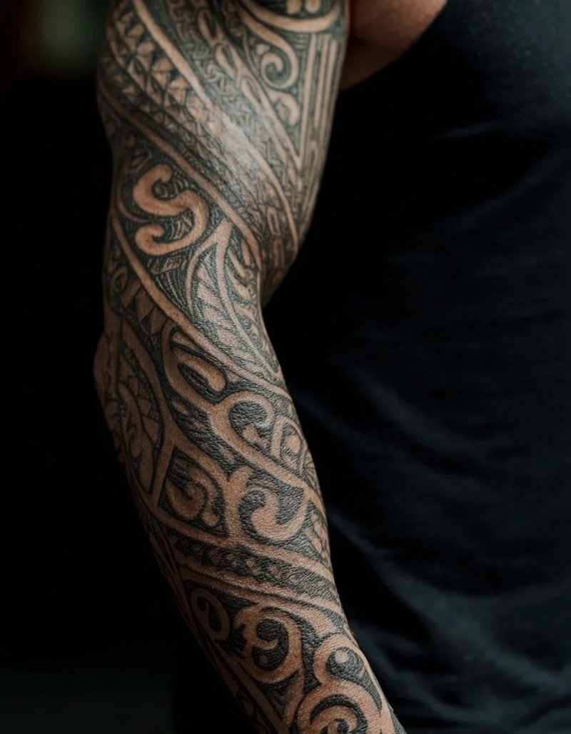 hình xăm maori bắp tay 23