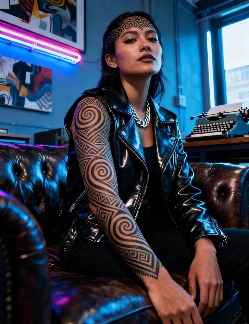 hình xăm maori bắp tay 26