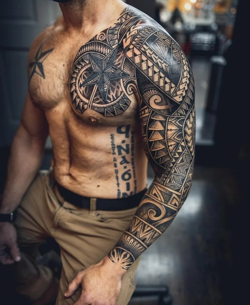 hình xăm maori bắp tay 33