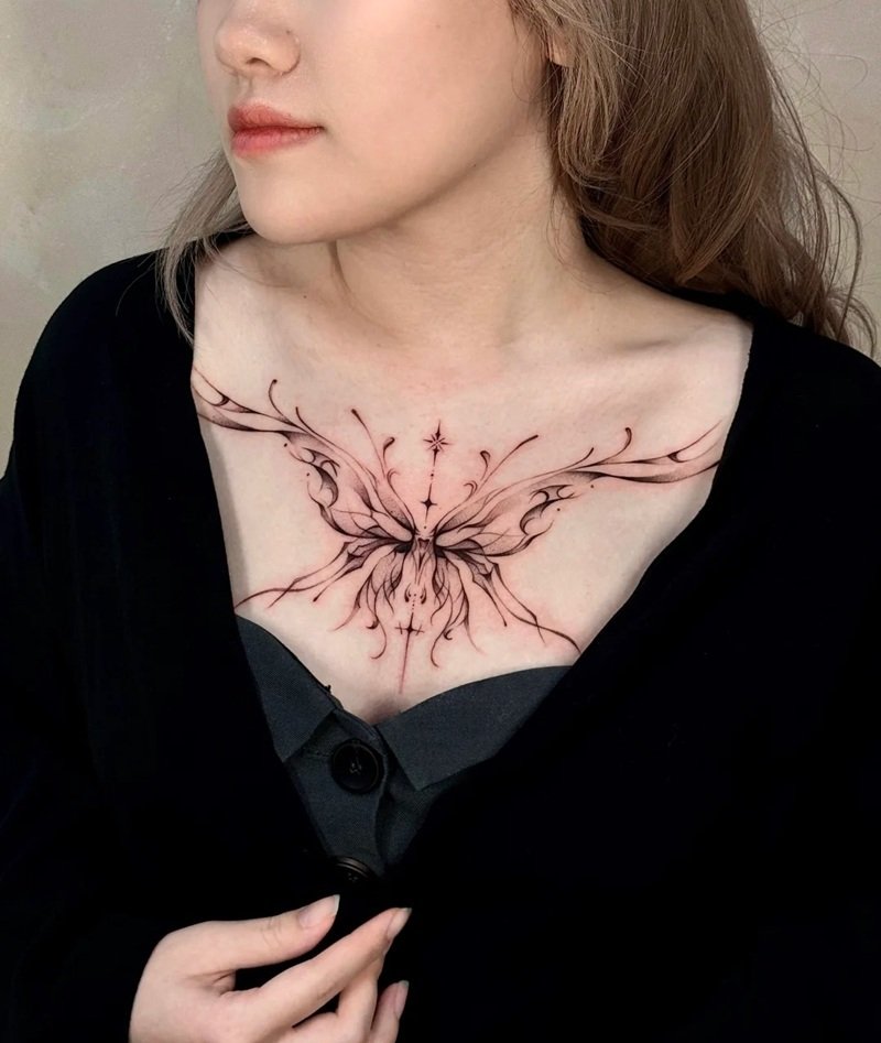 hình xăm ngực nữ 23