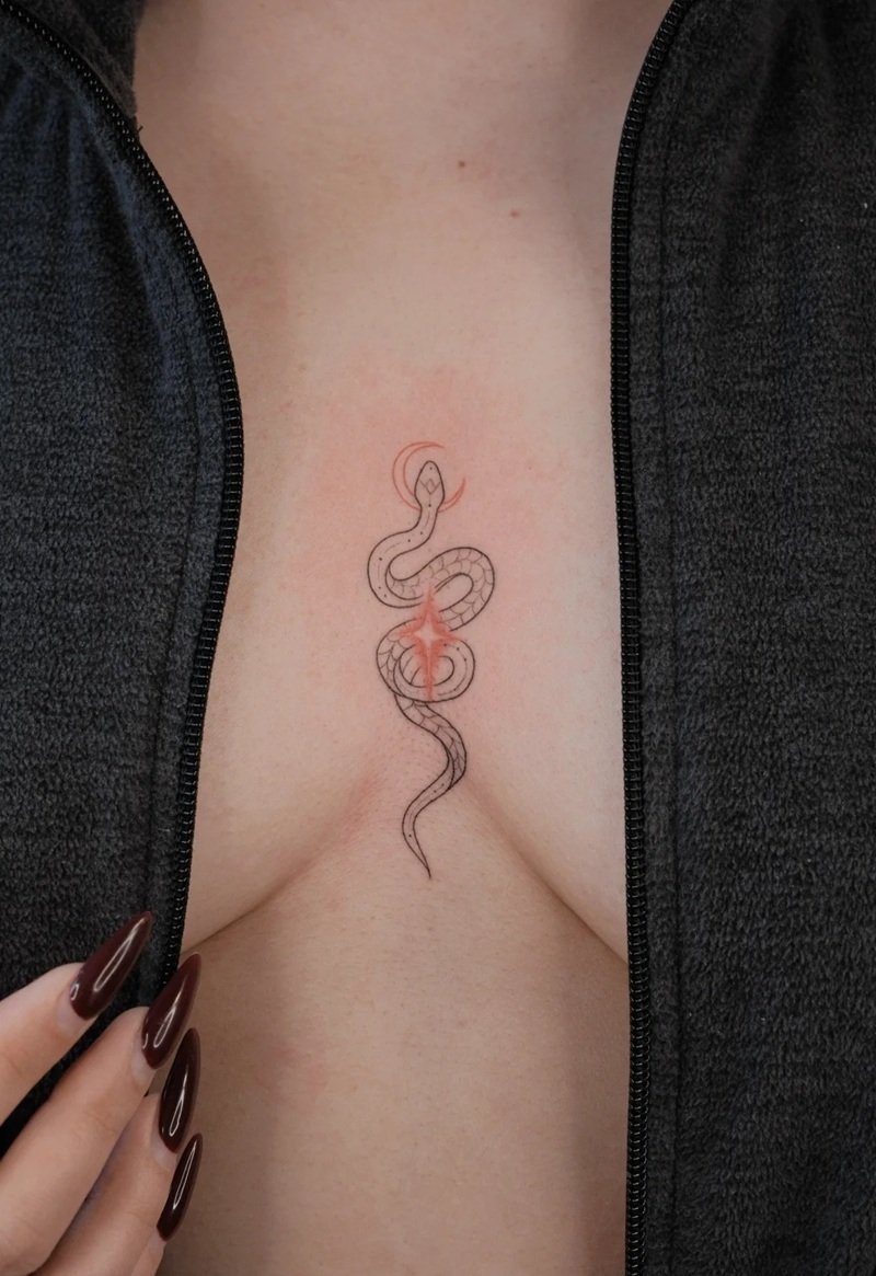 hình xăm ngực nữ 33