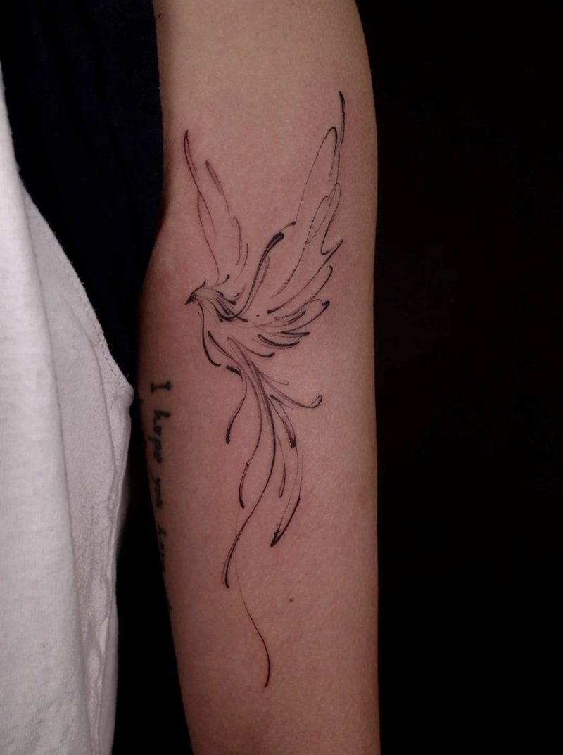 hình xăm phượng hoàng đen trắng 3