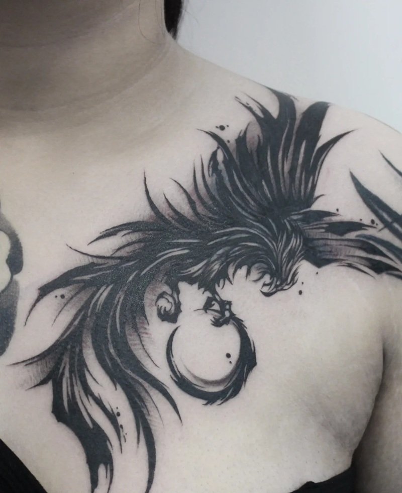 hình xăm phượng hoàng đen trắng 9