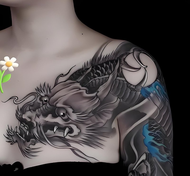 hình xăm rồng vắt vai 2