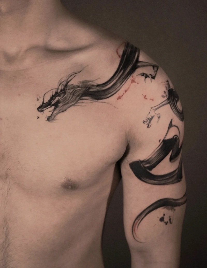 hình xăm rồng vắt vai 40