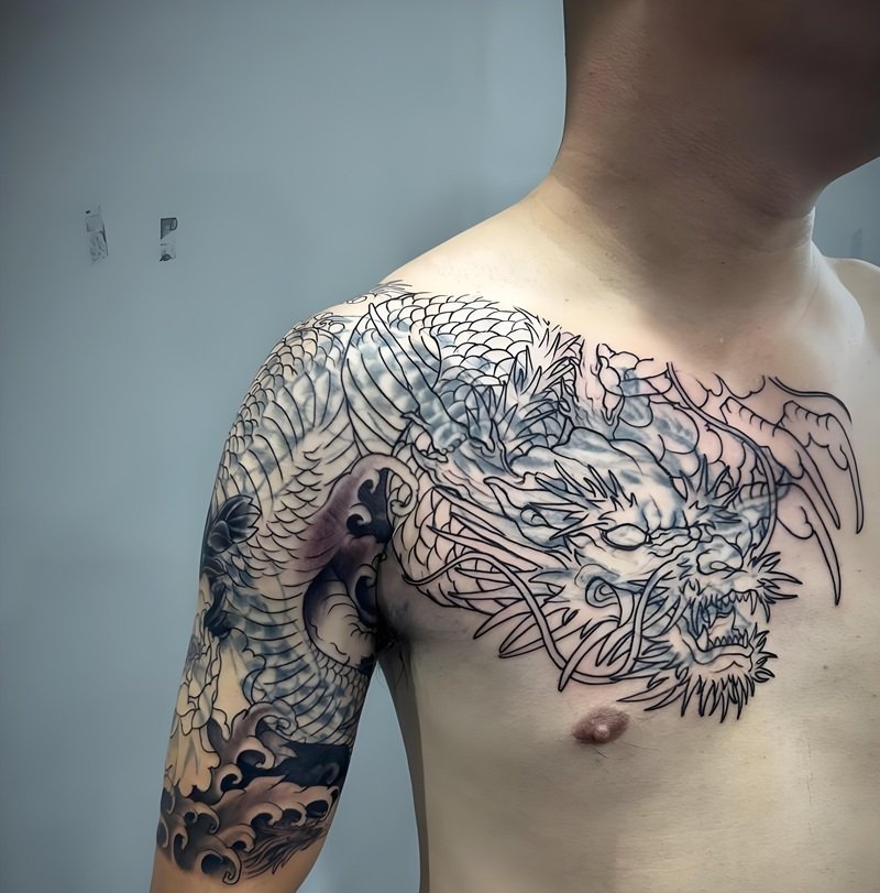 hình xăm rồng vắt vai 6