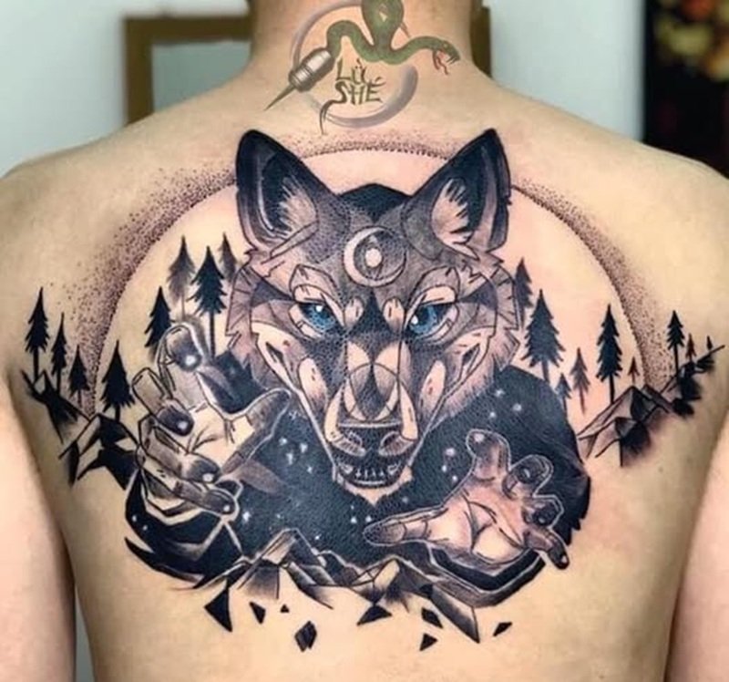 hình xăm sói cô độc 1