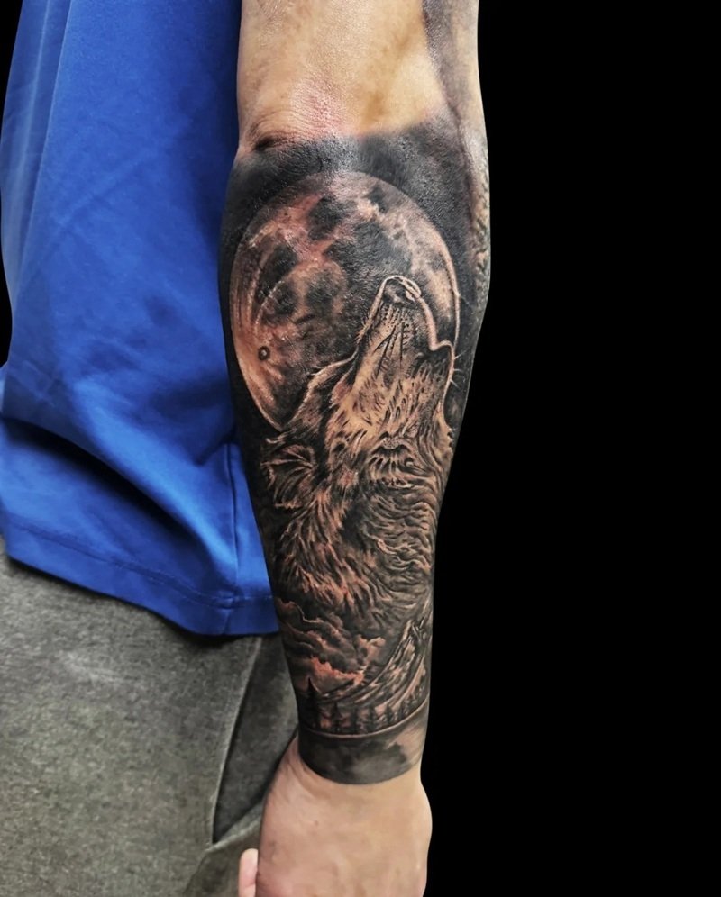 hình xăm sói cô độc 13