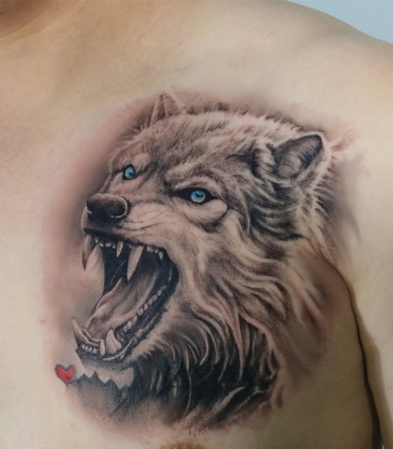 hình xăm sói cô độc 15