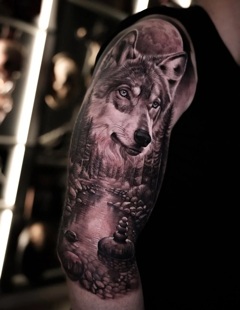 hình xăm sói cô độc 16