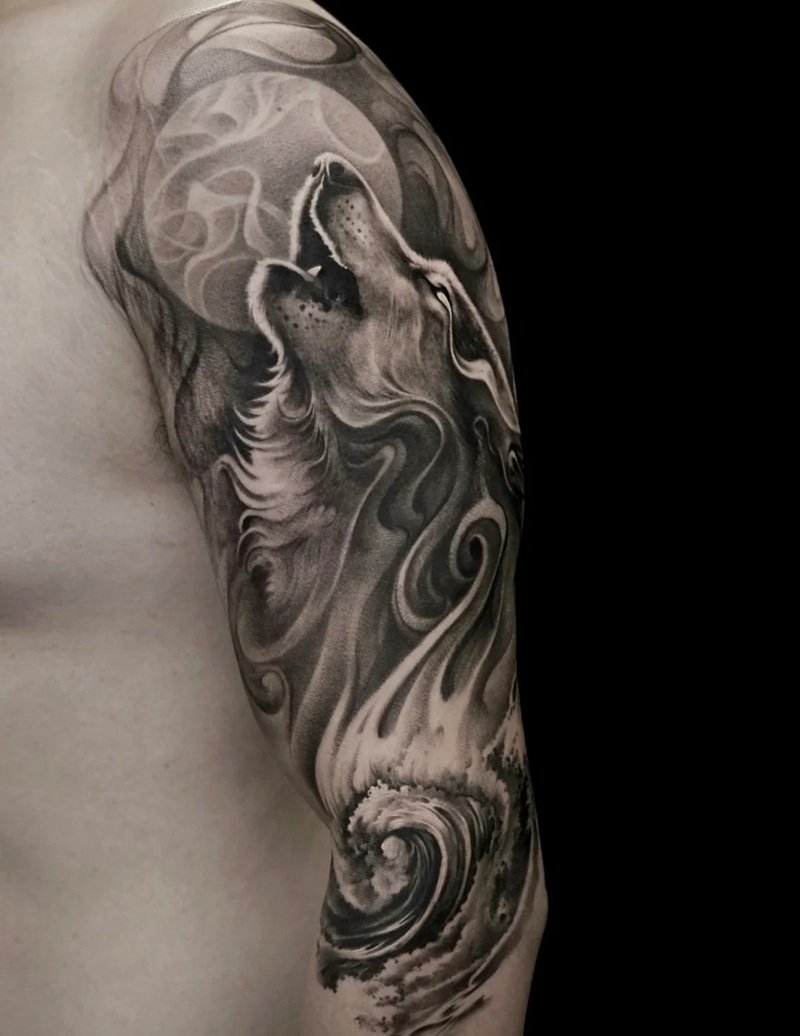 hình xăm sói cô độc 21