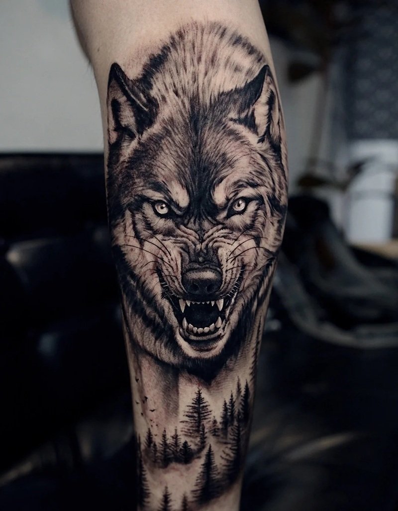 hình xăm sói cô độc 22