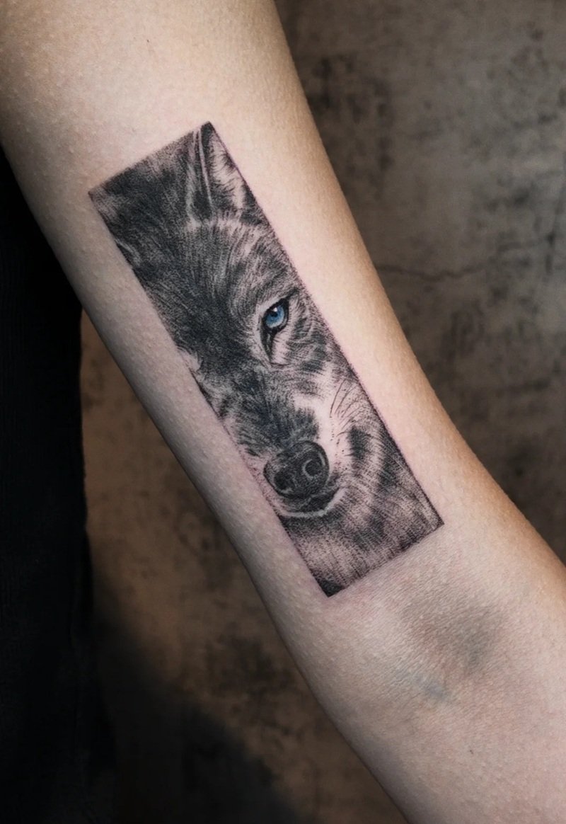 hình xăm sói cô độc 24