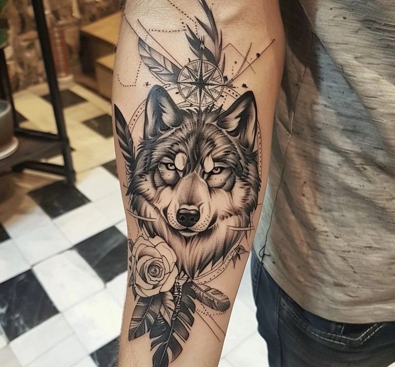 hình xăm sói cô độc 30