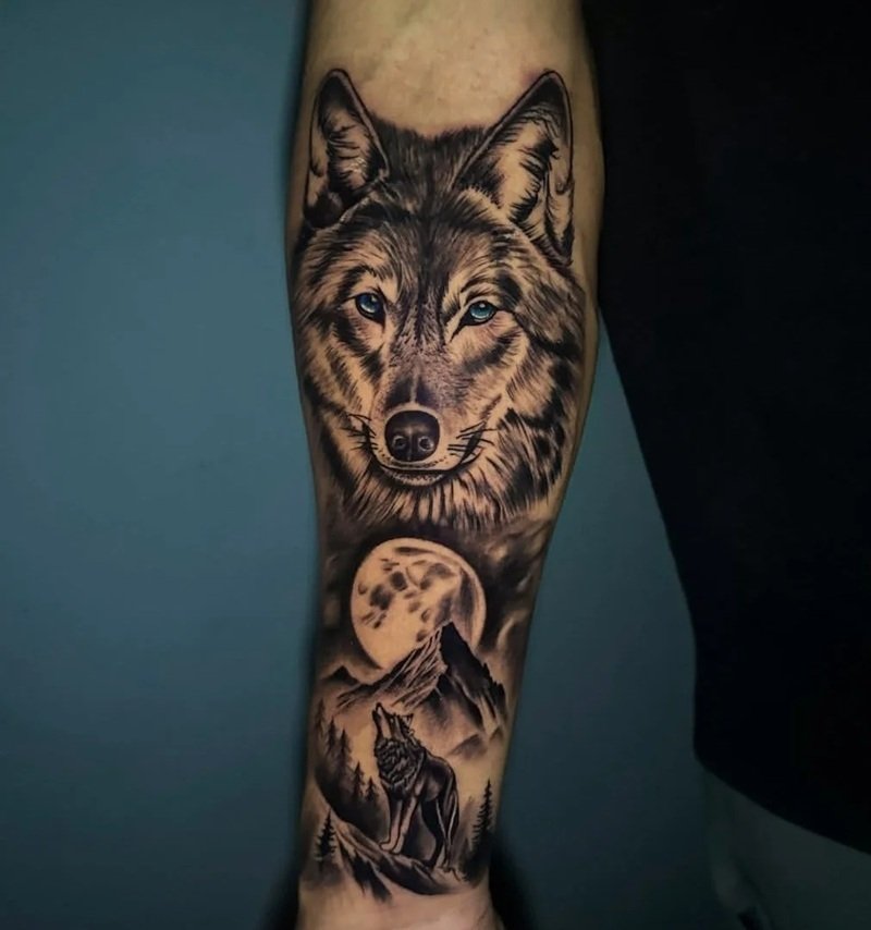 hình xăm sói cô độc 33