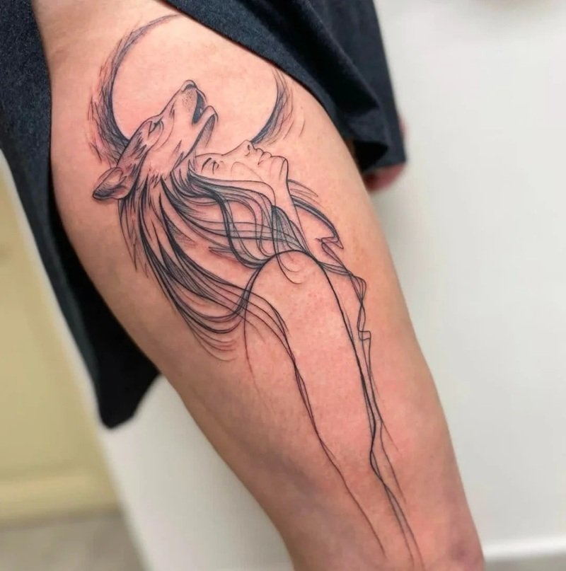 hình xăm sói cô độc 38