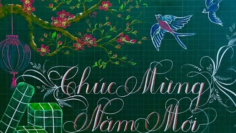 trang trí bảng tết 2025 2