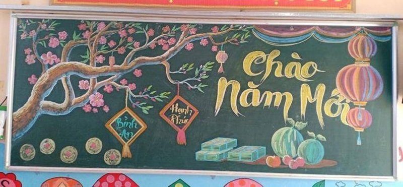 trang trí bảng tết 2025 5