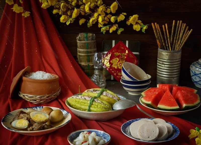 trang trí mâm bánh chưng 13