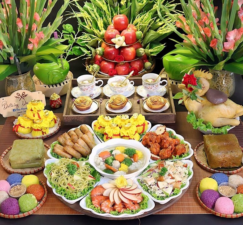 trang trí mâm bánh chưng 14