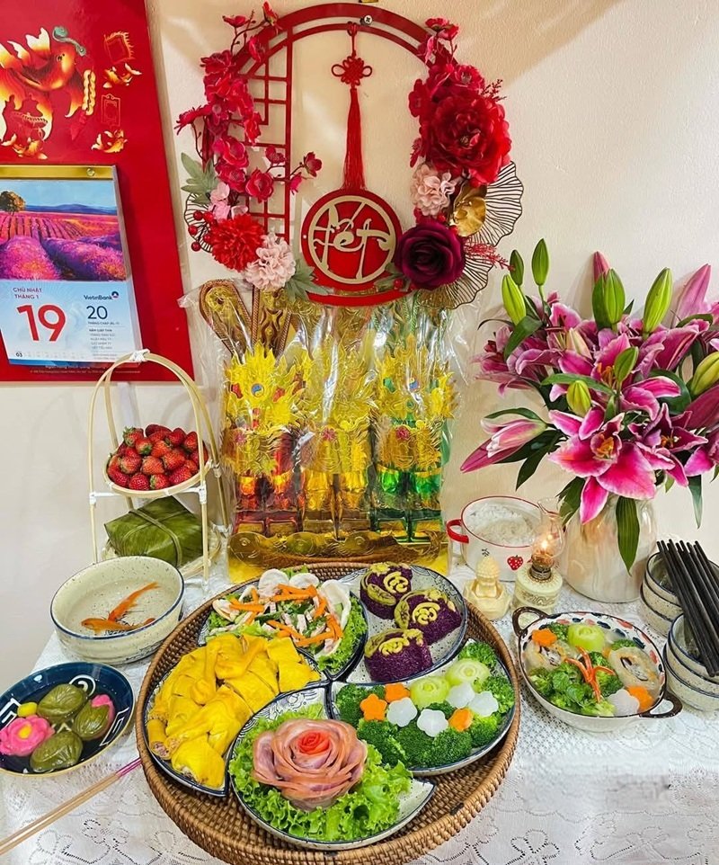 trang trí mẹt bánh chưng